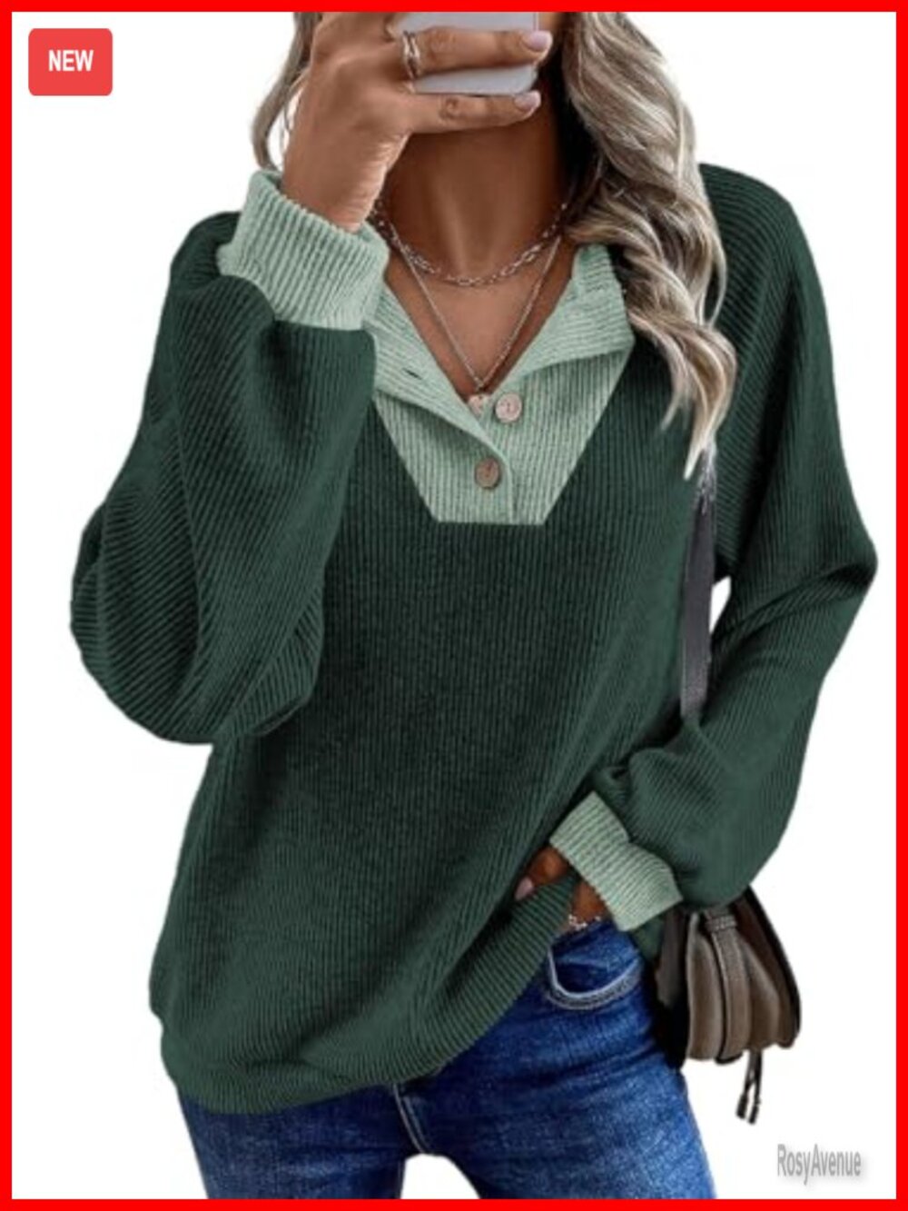 Plus Size Sweatshirt Button Up V Neck Colorblock Oversized Pullover Women